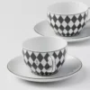Sada dvou porcelánových čajových šálků – šachovnice Sada dvou porcelánových čajových šálků – šachovnice