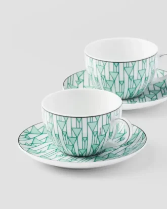 Sada dvou porcelánových čajových šálků – Vienna Green