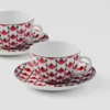 Sada dvou porcelánových čajových šálků – Vienna Red Sada dvou porcelánových čajových šálků – Vienna Red