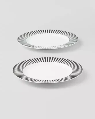 Sada dvou porcelánových dezertních talířů – pruhy