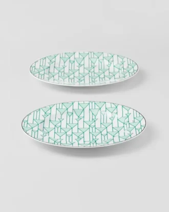 Sada dvou porcelánových dezertních talířů – Vienna Green