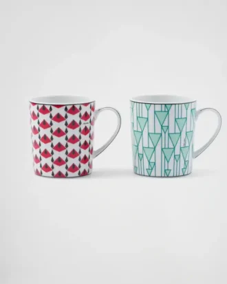 Sada dvou porcelánových hrníčků – Vienna Red a Vienna Green