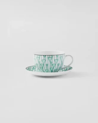 Sada dvou porcelánových šálků na cappuccino – Vienna Green