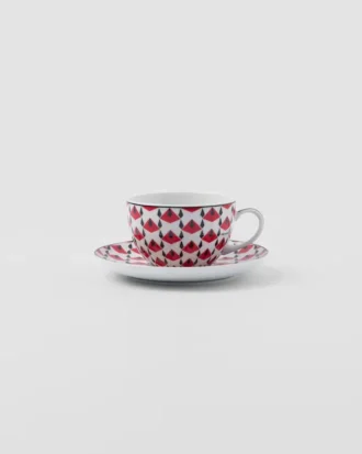 Sada dvou porcelánových šálků na cappuccino – Vienna Red