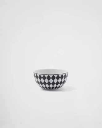 Sada dvou porcelánových misek na rýži nebo cereálie – šachovnicový vzor