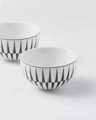 Sada dvou porcelánových misek na rýži nebo cereálie – pruhy