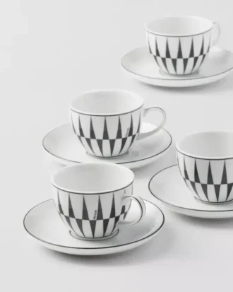 Sada čtyř porcelánových šálků na espresso – pruhy Sada čtyř porcelánových šálků na espresso – pruhy