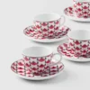 Sada čtyř porcelánových šálků na espresso – Vienna Red Sada čtyř porcelánových šálků na espresso – Vienna Red