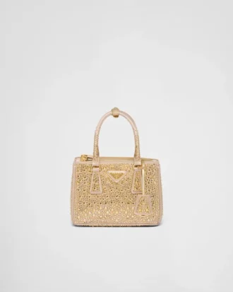 Saténová taška Prada Galleria Mini s krystaly