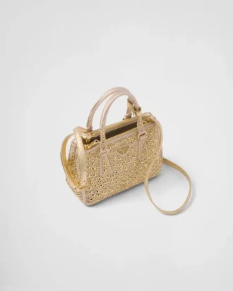 Saténová taška Prada Galleria Mini s krystaly