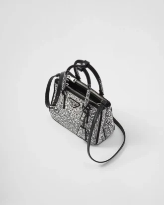 Saténová taška Prada Galleria Mini s krystaly