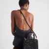 Saténová taška Prada Galleria Mini s krystaly