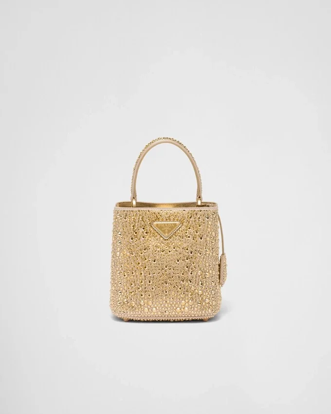 Saténová taška Prada Panier s krystaly Saténová taška Prada Panier s krystaly