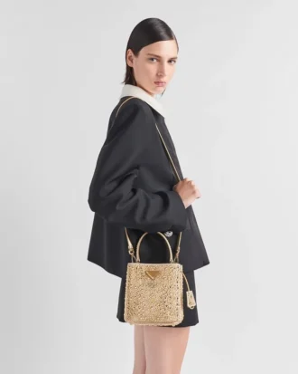 Saténová taška Prada Panier s krystaly