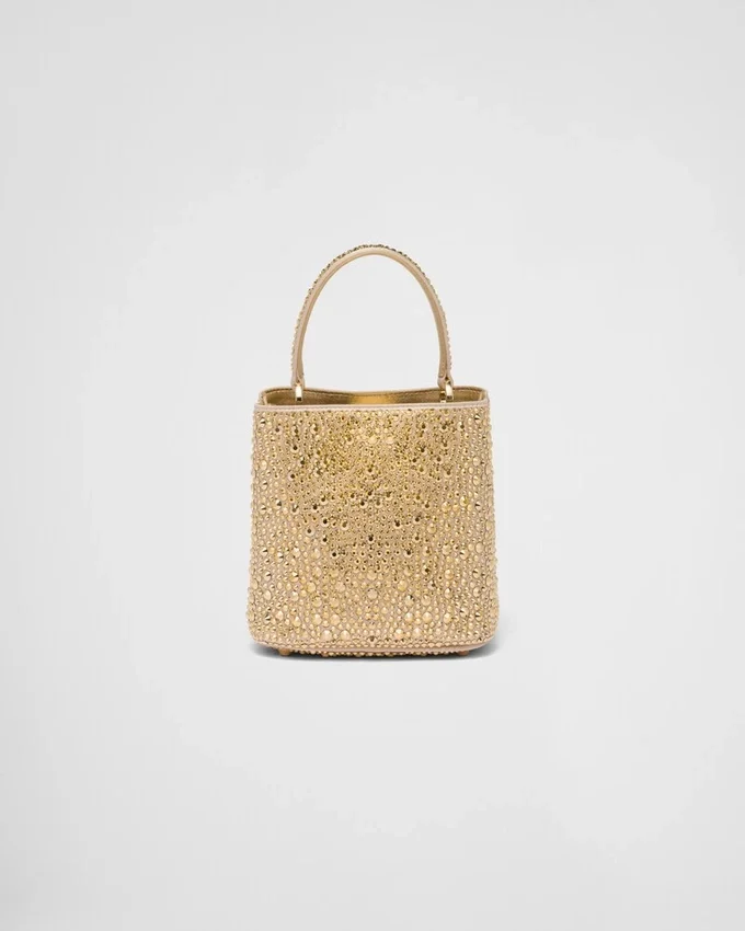 Saténová taška Prada Panier s krystaly Saténová taška Prada Panier s krystaly