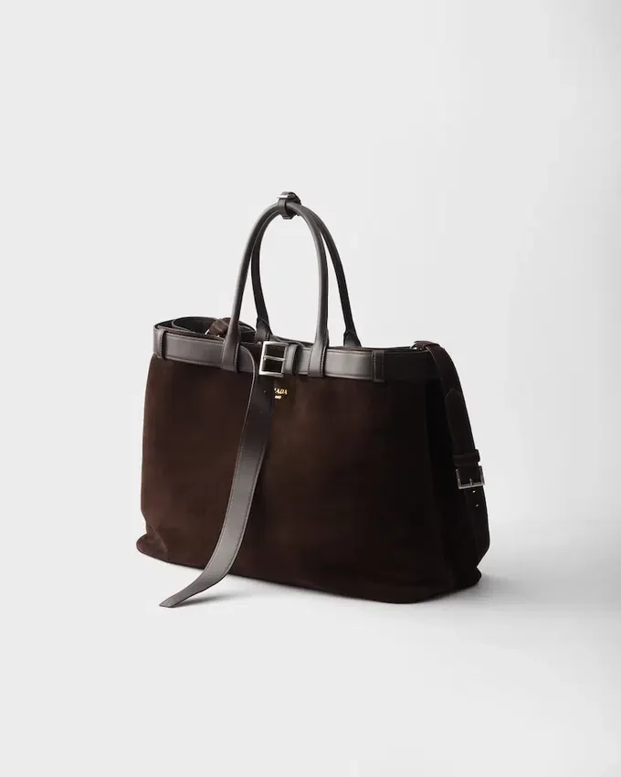 Semišová taška Prada Buckle s páskem Semišová taška Prada Buckle s páskem