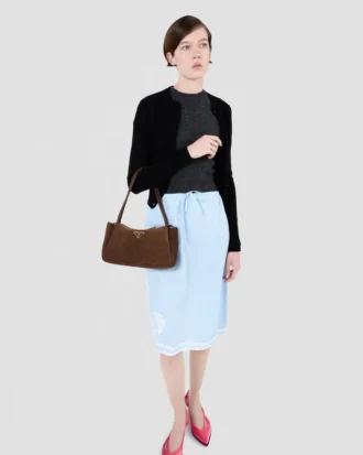 Středně velká semišová taška přes rameno Prada Darling