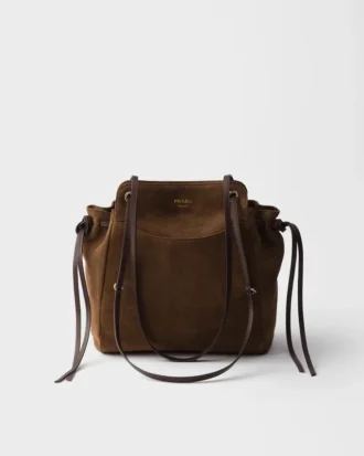 Středně velká semišová taška Prada Carry
