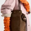 Středně velká semišová taška Prada Carry Středně velká semišová taška Prada Carry