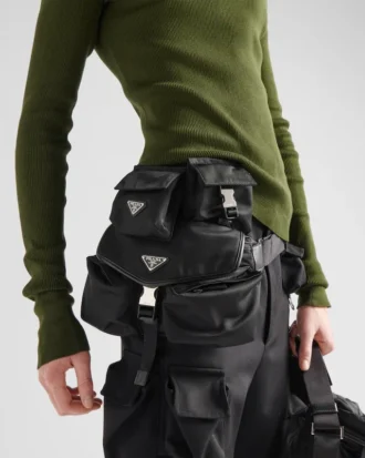 Taška přes rameno z materiálu Re-Nylon a kůže