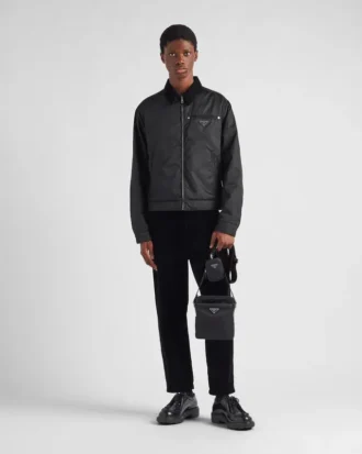Taška přes rameno z materiálu Re-Nylon a kůže Saffiano