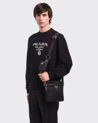 Taška přes rameno z materiálu Re-Nylon a kůže Saffiano