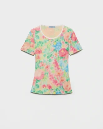 Tričko z potištěné žebrované bavlny