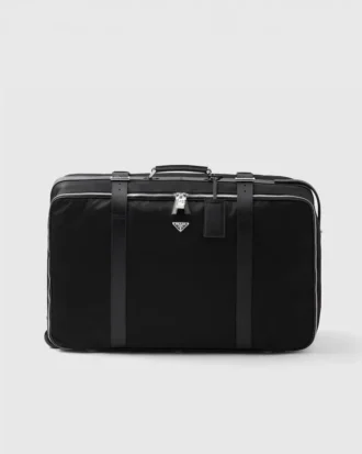 Velký kufr z materiálu Re-Nylon a kůže Saffiano