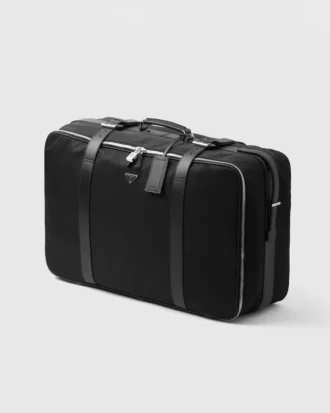 Velký kufr z materiálu Re-Nylon a kůže Saffiano