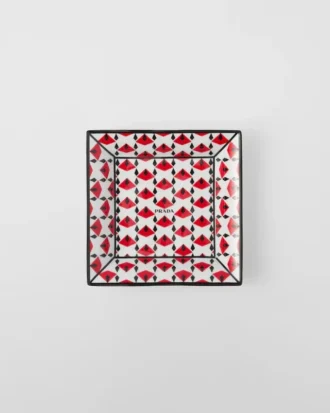 Velký čtvercový porcelánový podnos – Vienna Red