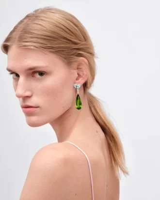 Visací náušnice Couleur Vivante – bílé zlato s akvamarínem, peridotem a diamanty Visací náušnice Couleur Vivante – bílé zlato s akvamarínem, peridotem a diamanty