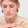 Visací náušnice Couleur Vivante – bílé zlato s peridotem a ametystem Visací náušnice Couleur Vivante – bílé zlato s peridotem a ametystem
